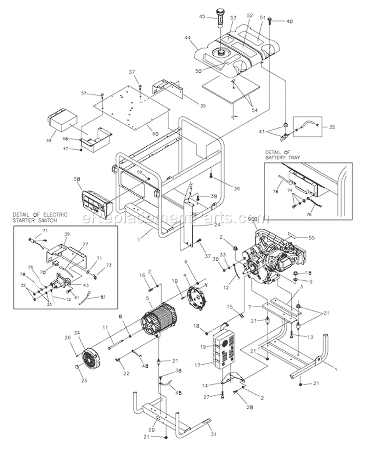 Page C Diagram and Parts List for 030426-0  Briggs and Stratton Generator